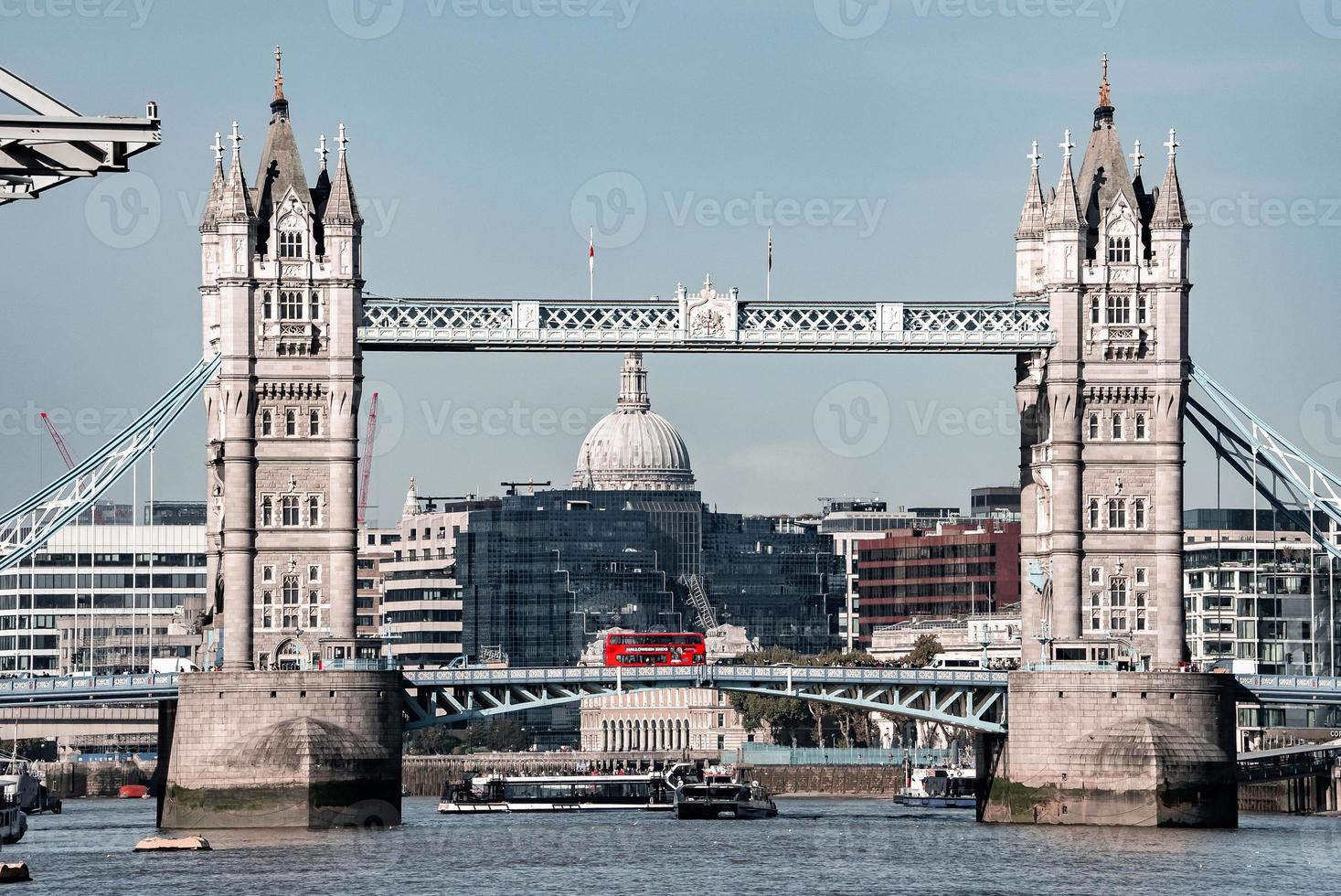 Iconic Tower Bridge connecting Londong with Southwark on the Thames River photo