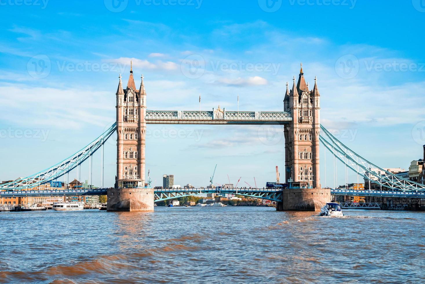 Iconic Tower Bridge connecting Londong with Southwark on the Thames River photo