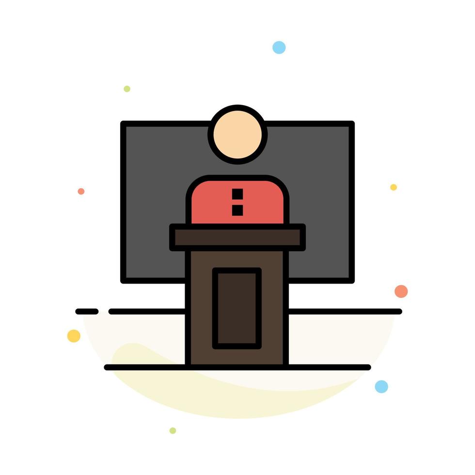 Speech Business Conference Event Presentation Room Speaker Abstract Flat Color Icon Template vector