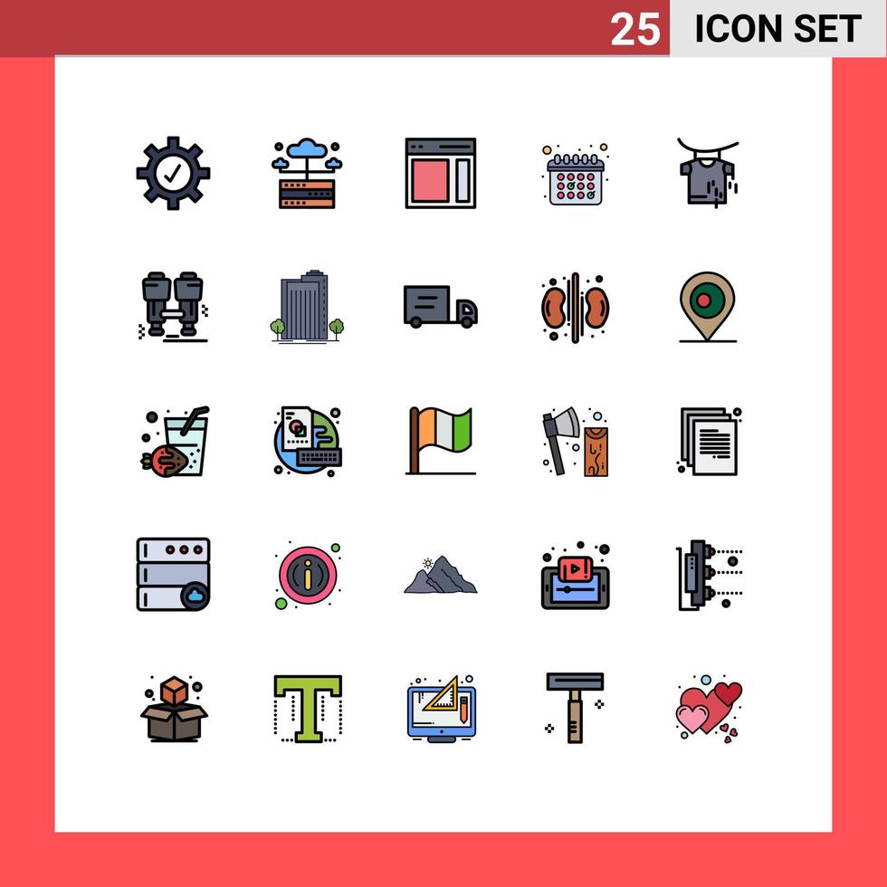 paquete de iconos vectoriales de stock de 25 signos y símbolos de línea para colgar ropa interfaz programación cita elementos de diseño vectorial editables vector