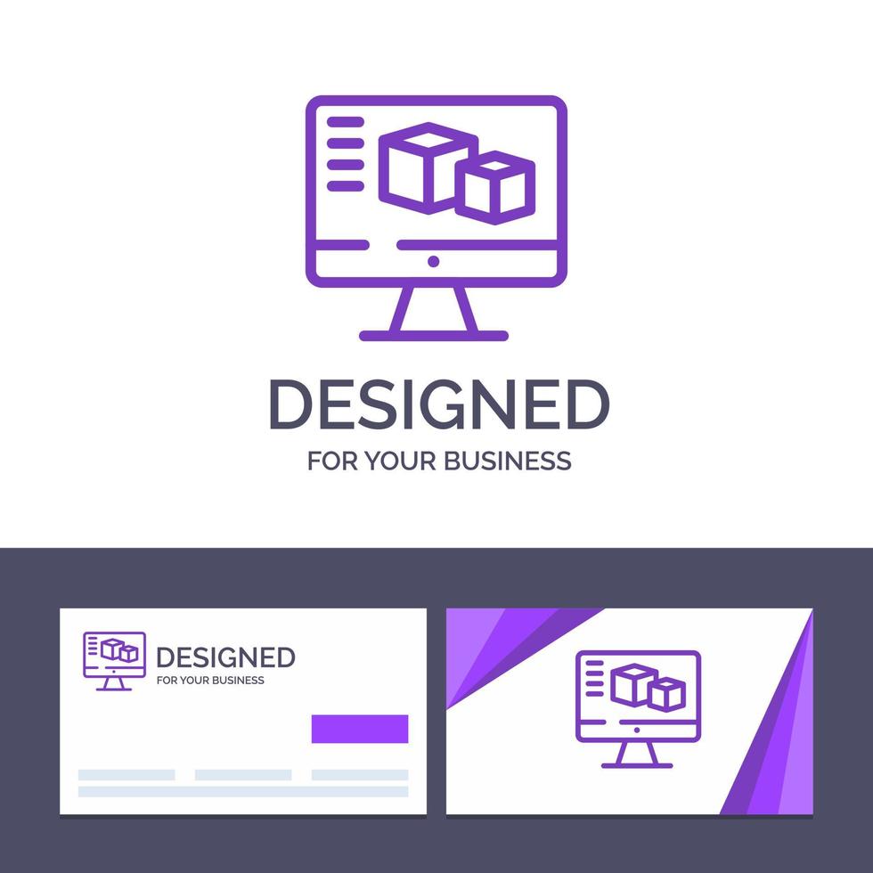 Creative Business Card and Logo template Computer Monitor Box Computing Vector Illustration