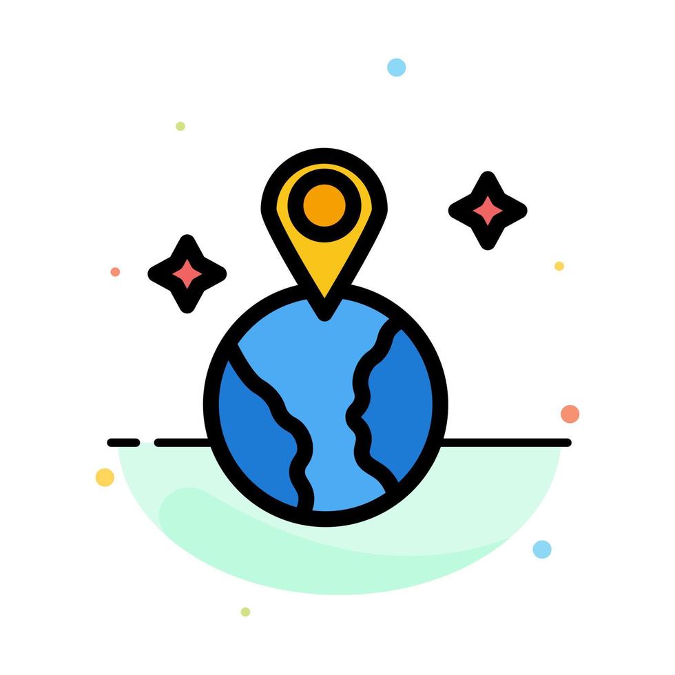 World Map Location Abstract Flat Color Icon Template vector