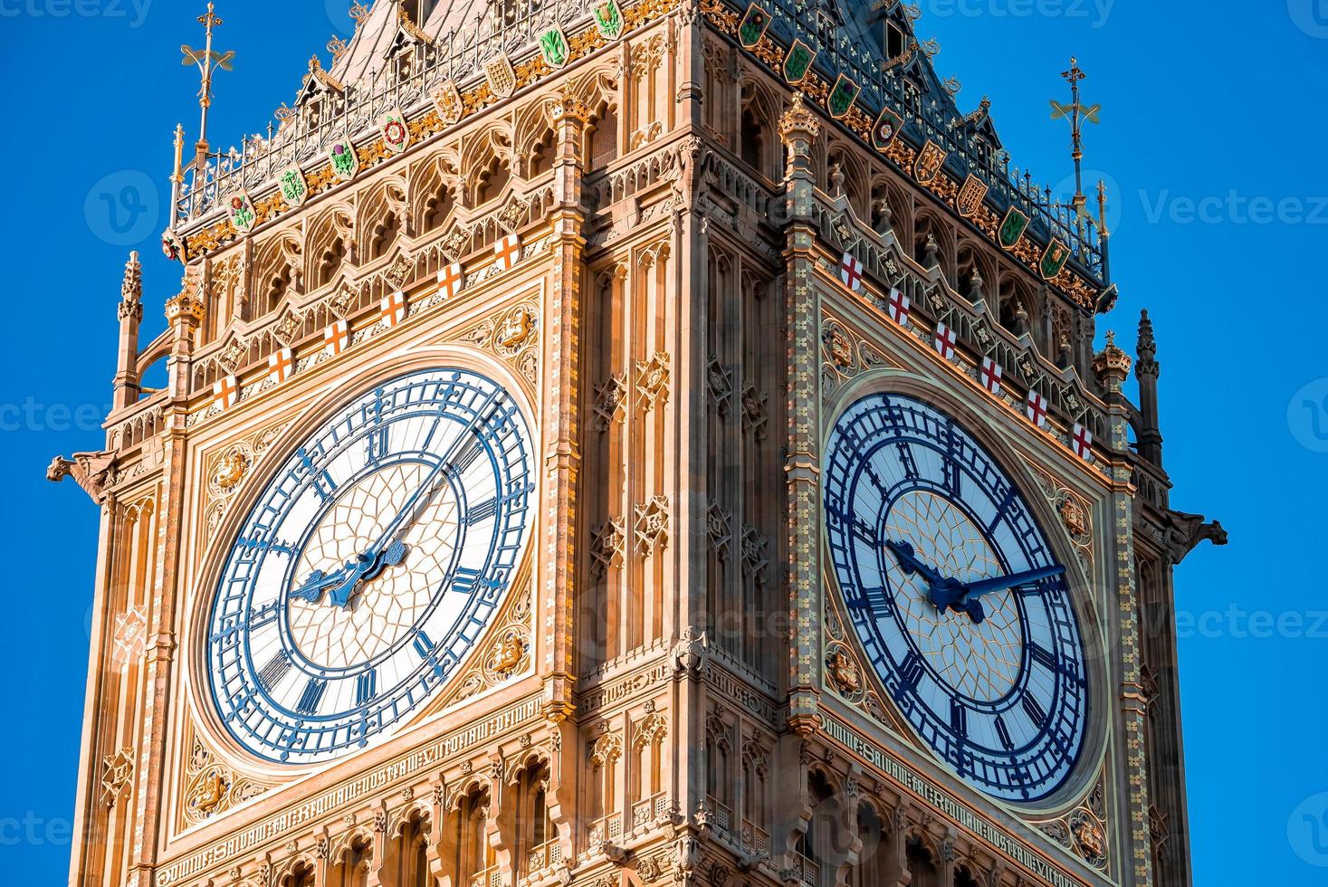 Close up view of the Big Ben clock tower and Westminster in London. photo