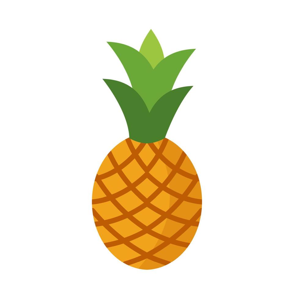 Pineapple vector icon isolated on white background, flat, cartoon style. For web design and print.