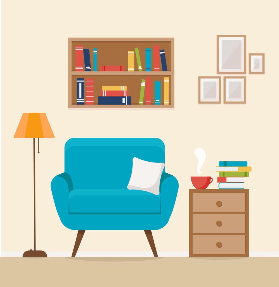 Interior of a living room. Flat design illustration vector