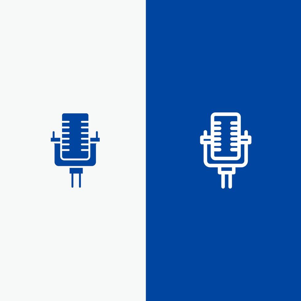 Microphone Multimedia Record Song Line and Glyph Solid icon Blue banner vector