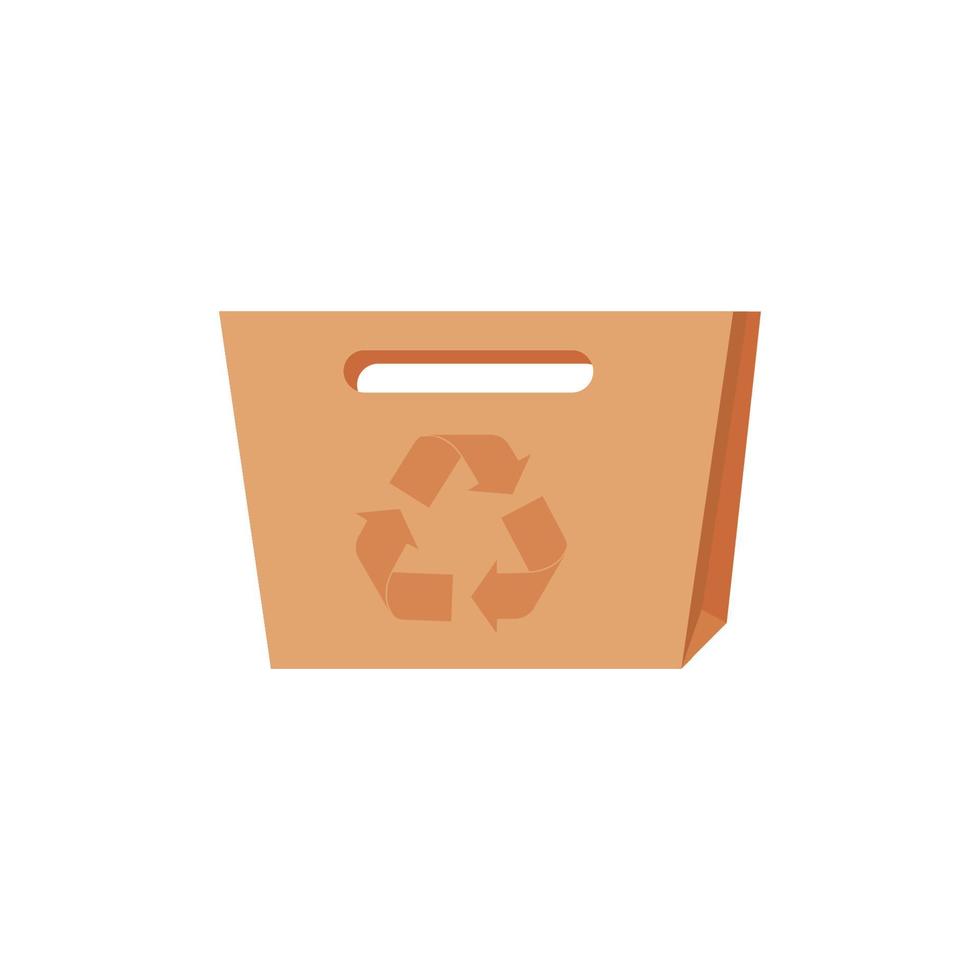 Eco empty bag kraft brown blank cardboard rectangle isolated on white background. vector