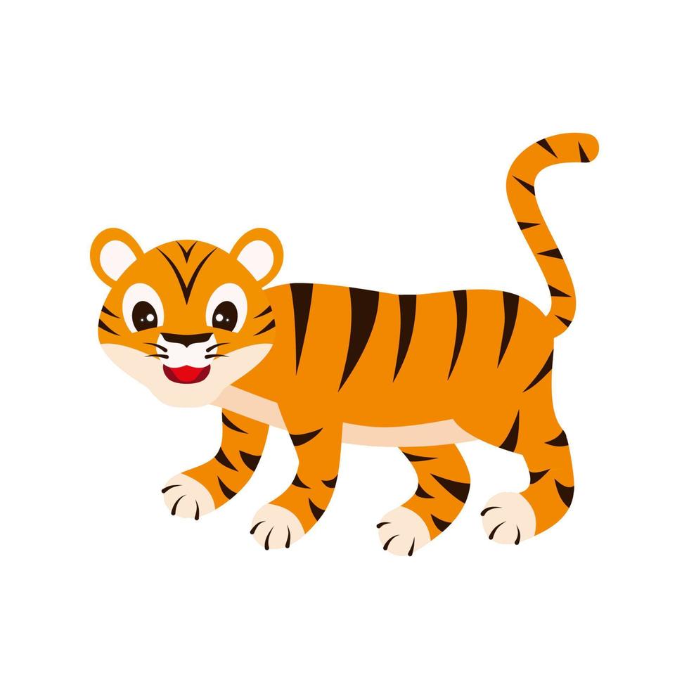 Ilustración de vector de tigre de dibujos animados alegre