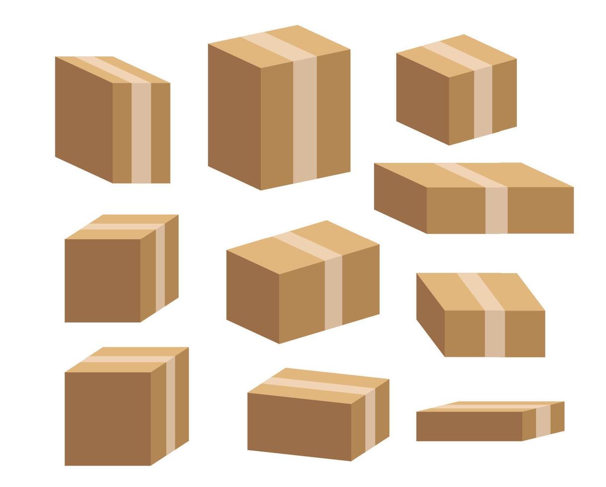 A set of cardboard boxes. Isolated on white background vector