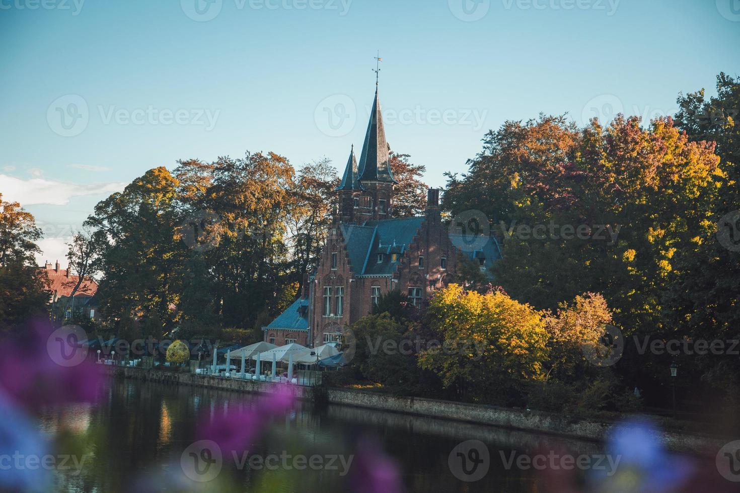 vistas de todo el pueblo de brujas, bélgica foto