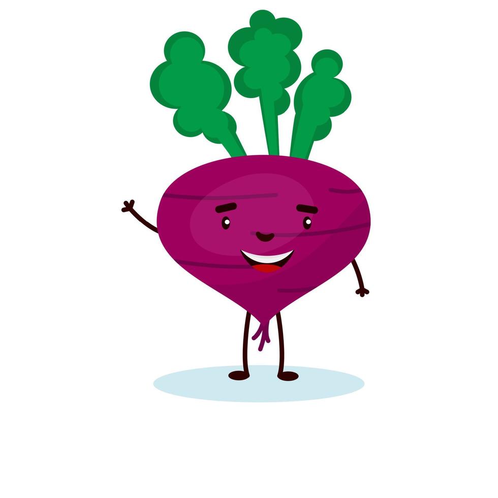 Beetroot cartoon character isolated on white background. Healthy food funny mascot vector illustration in flat design.