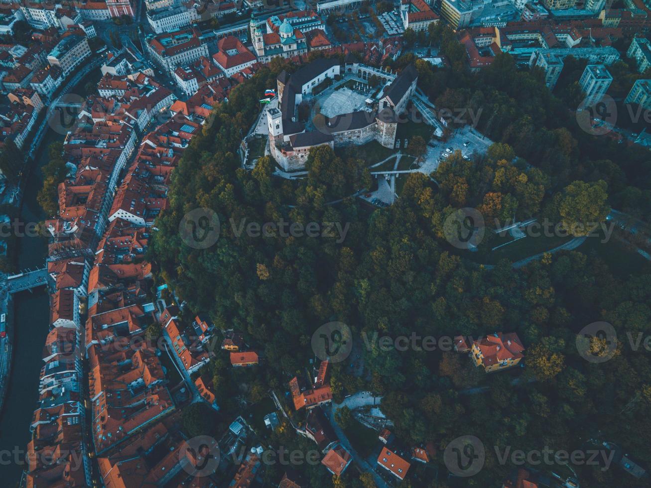 Drone views of Ljubljana Castle in Slovenia photo