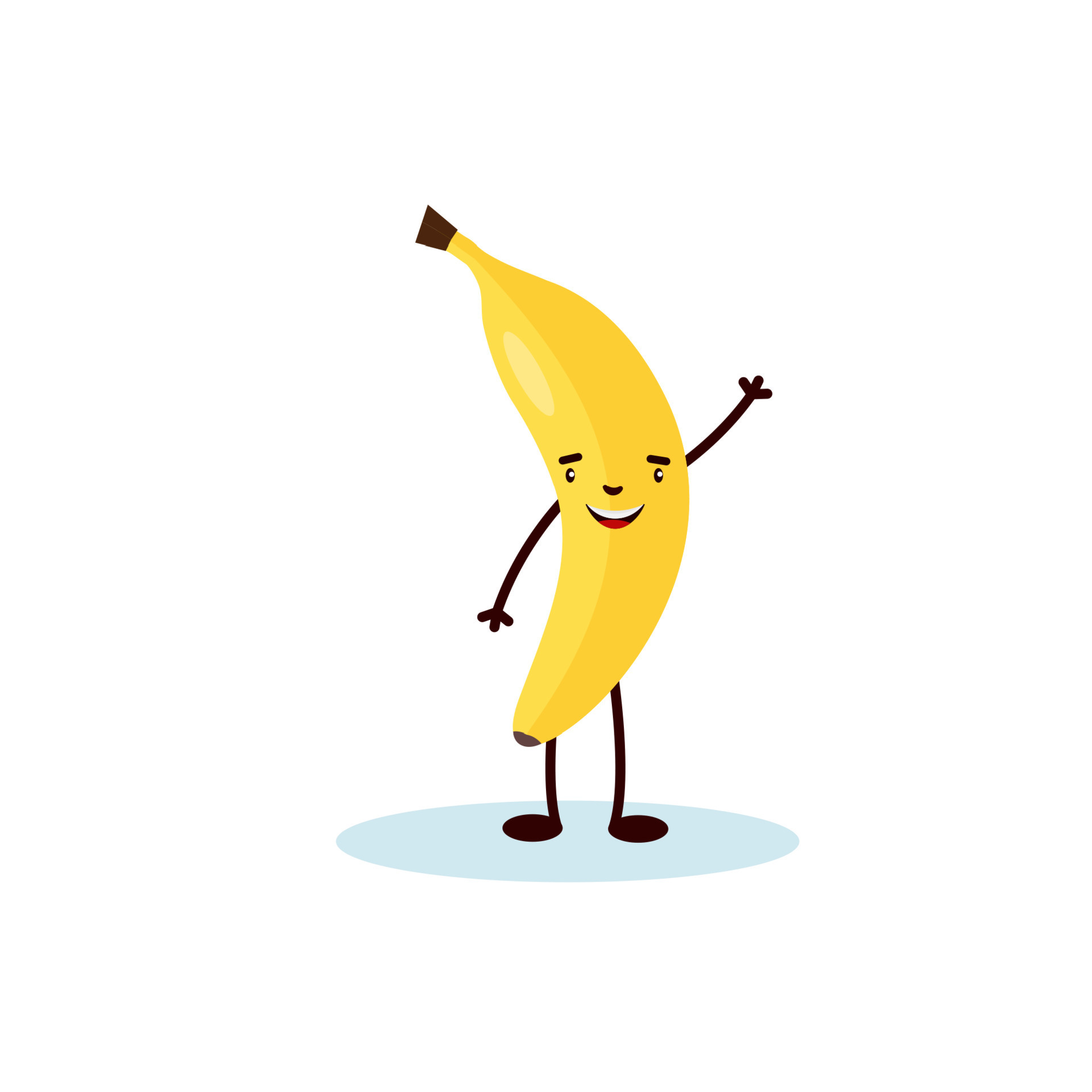 Funny Banana in cartoon style. Concept Fruits and vegetables. Summer