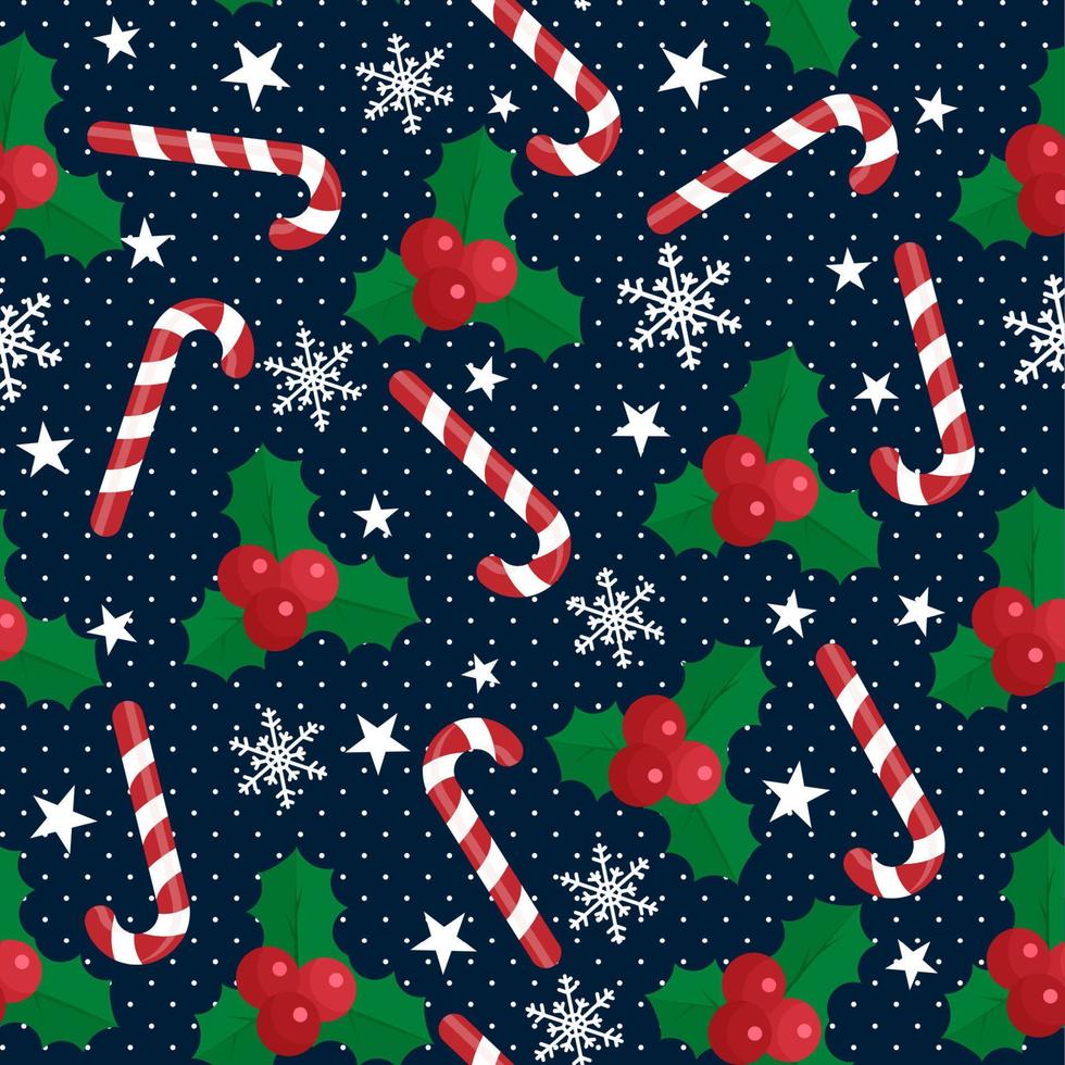 Christmas seamless candy and berries for print and web design vector