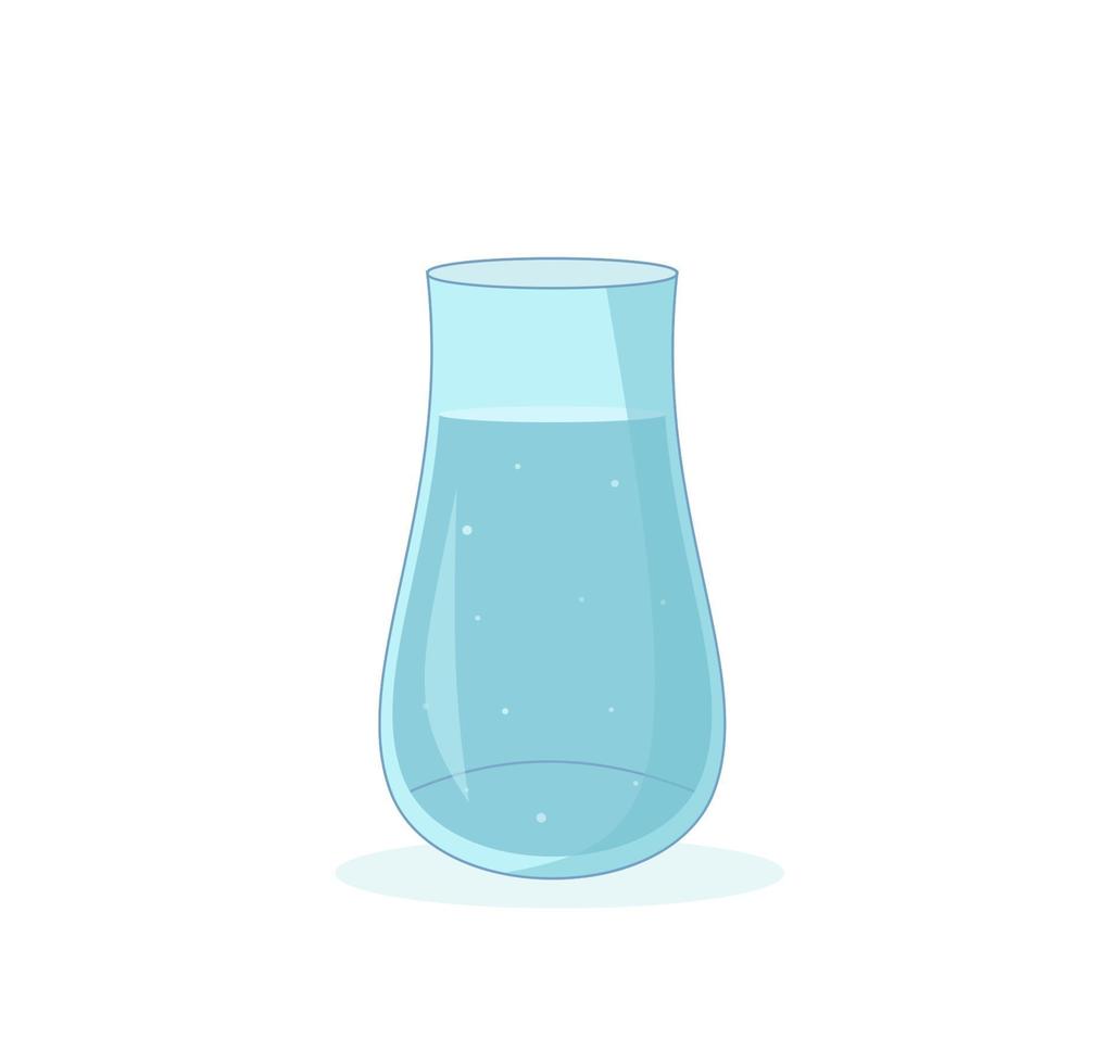 GLASS OF WATER. DRINK PLENTY OF WATER. CARTOON STYLE vector