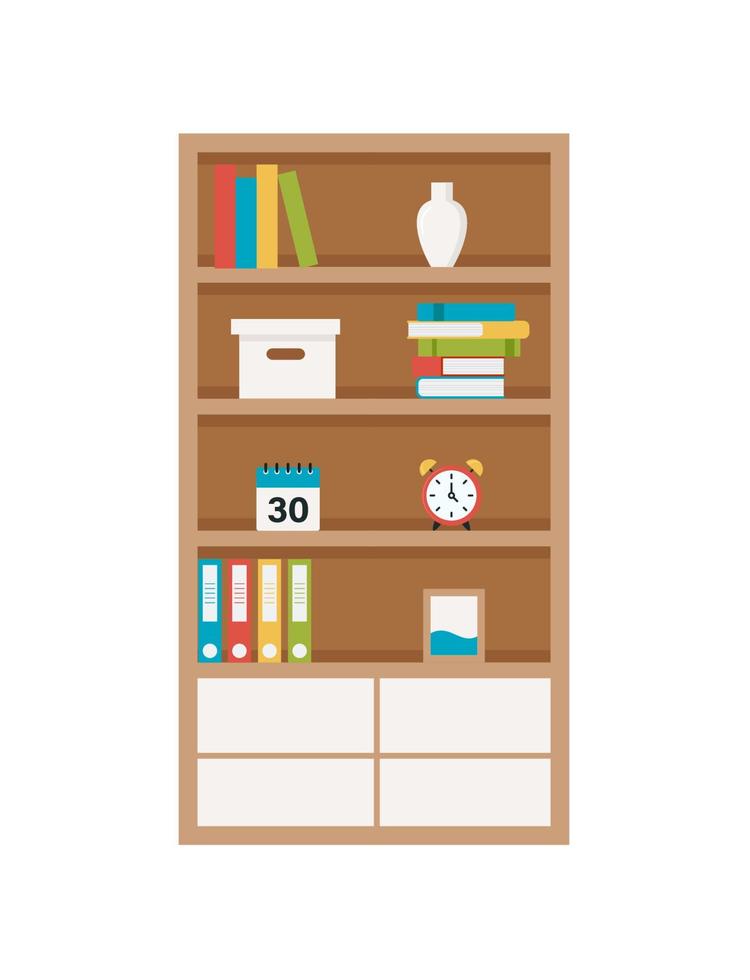 Bookcase. Flat style vector design template.