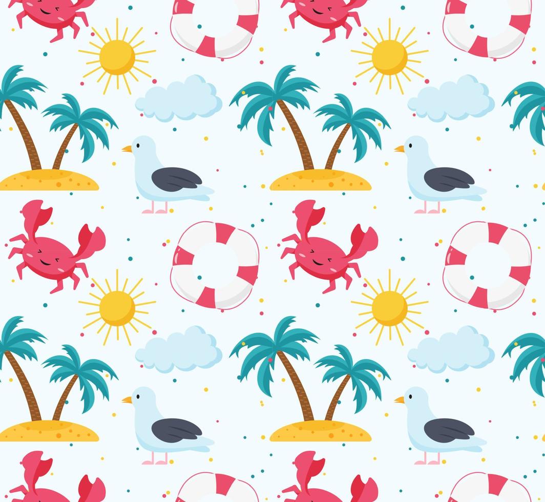 Seamless colorful summer beach pattern vector