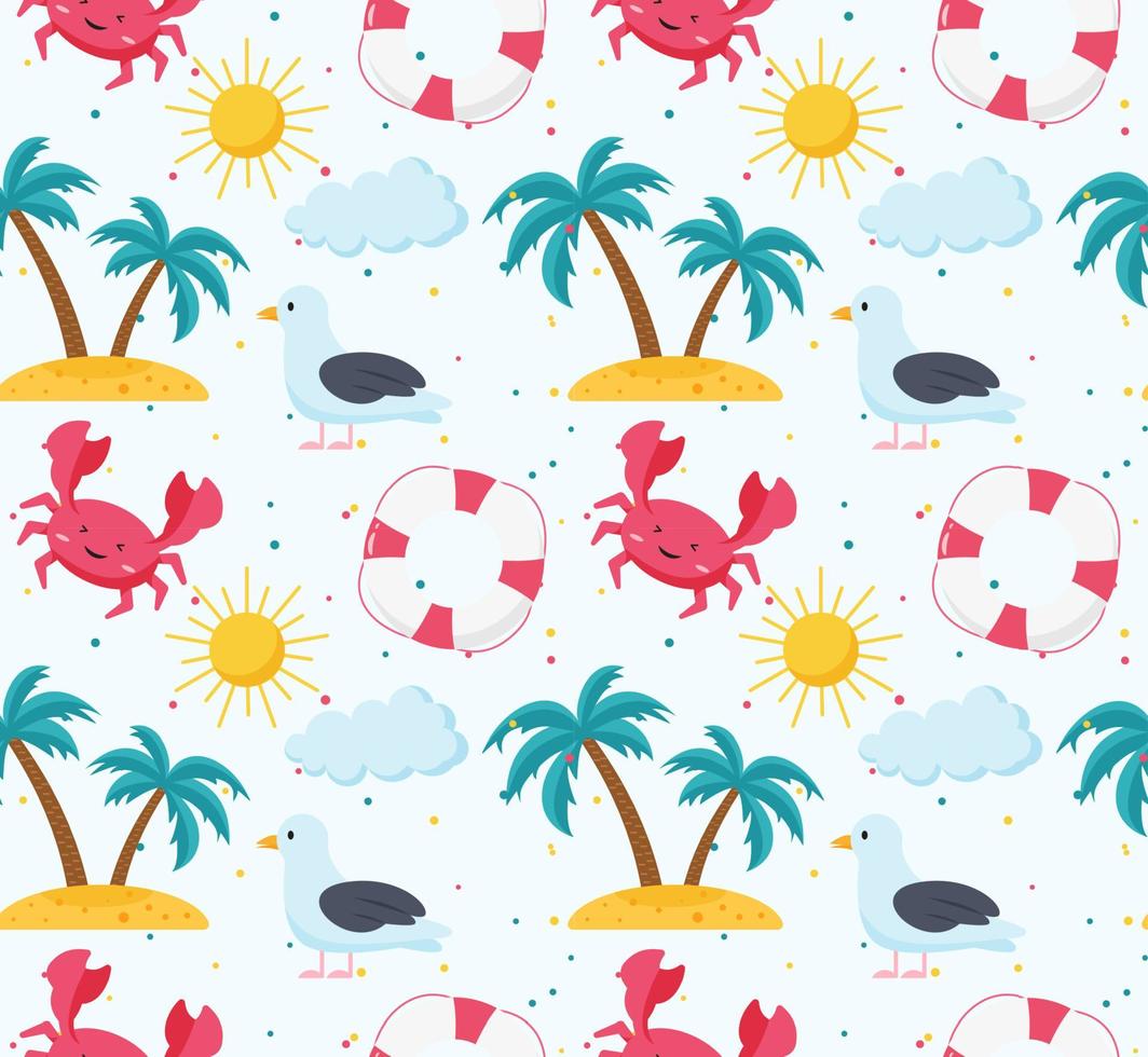 Seamless colorful summer beach pattern vector