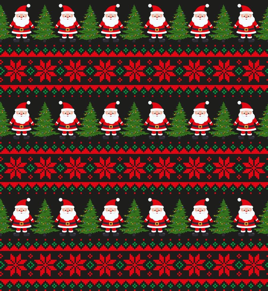 Knitted Christmas and New Year pattern. Wool Knitting Sweater Design. Wallpaper wrapping paper textile print. vector