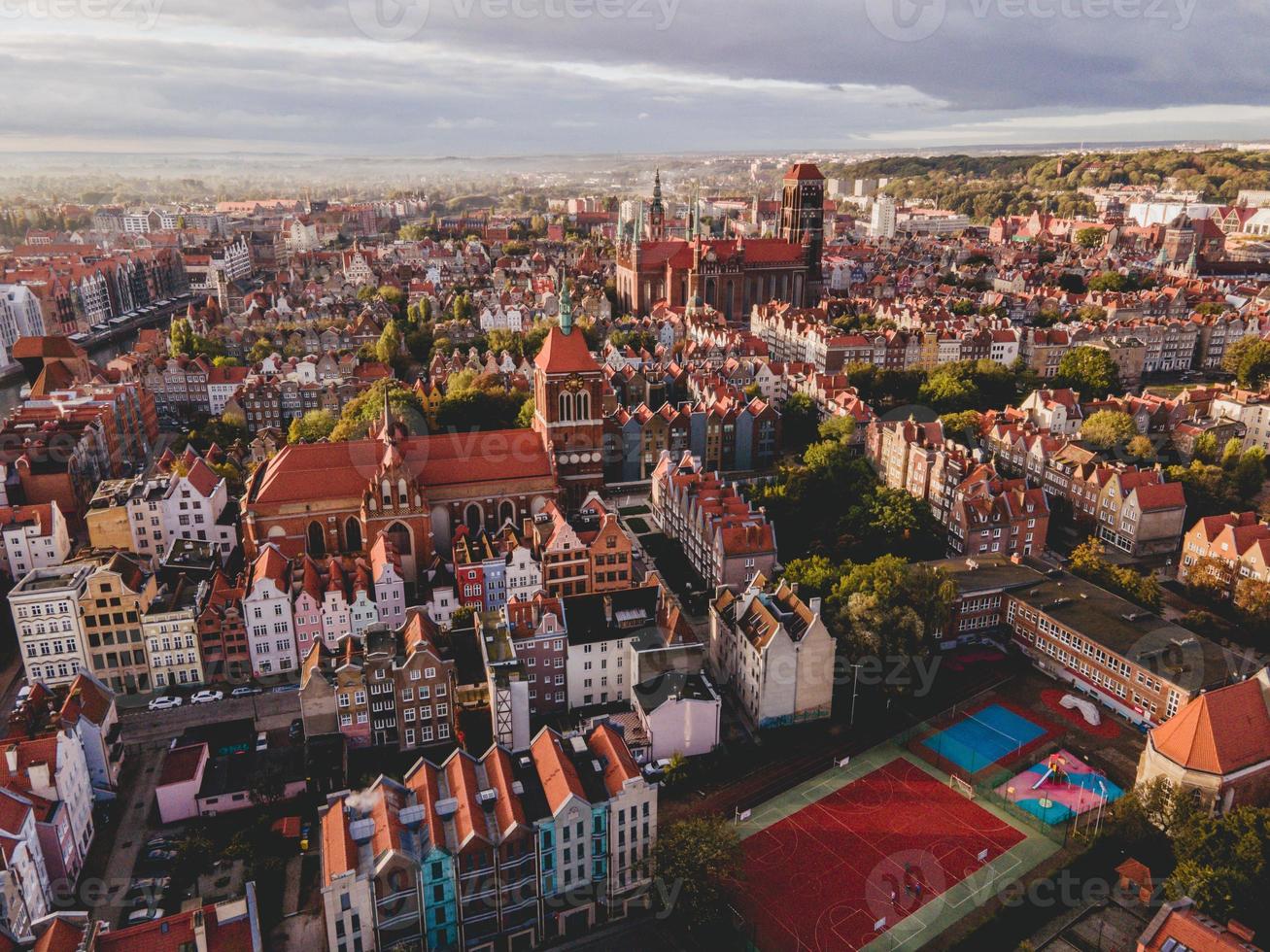 Aerial View of the Polish city of Gdansk photo