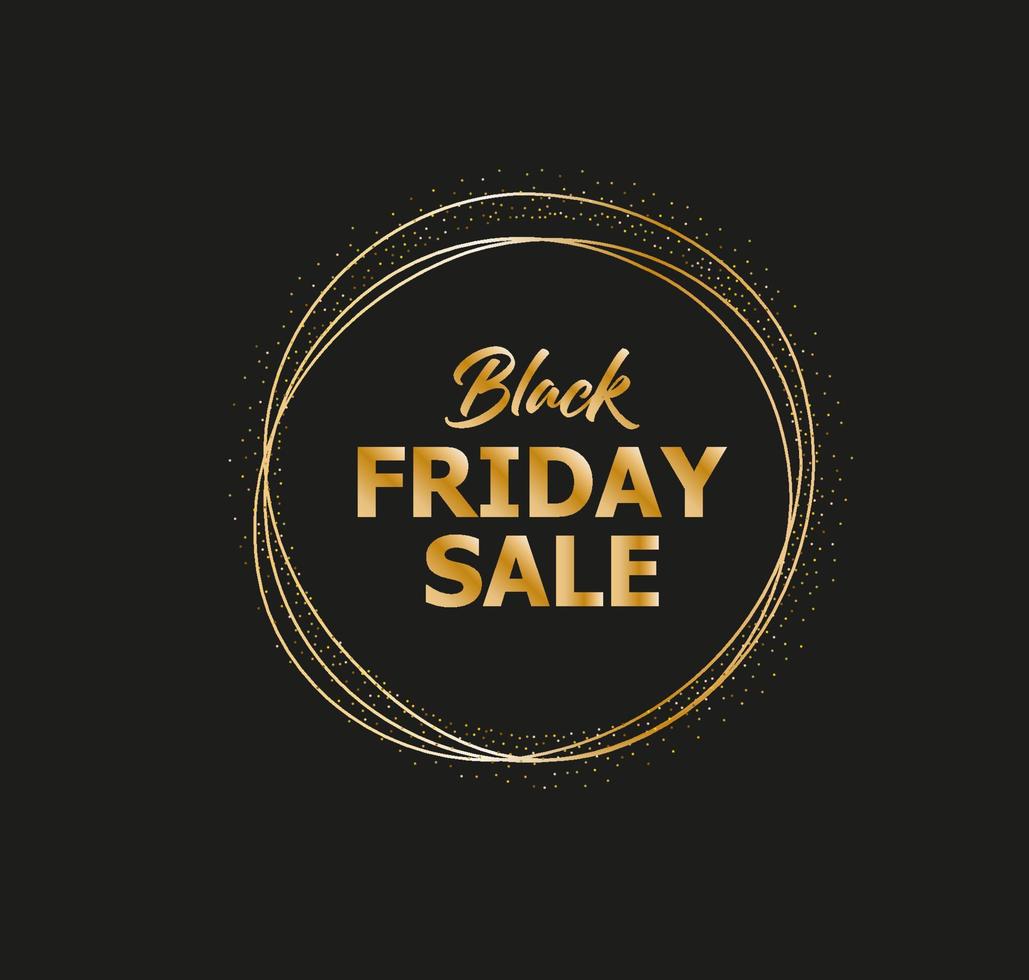 Black friday luxury poster. Promotion banner with, golden confetti on background. vector