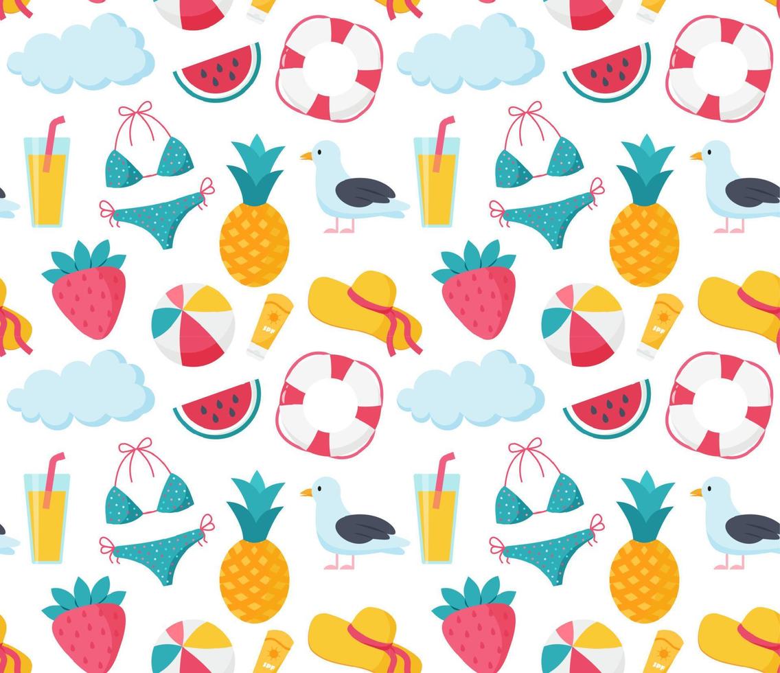 Seamless colorful summer beach pattern vector