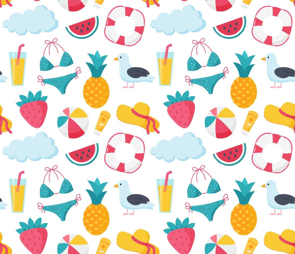 Seamless colorful summer beach pattern vector