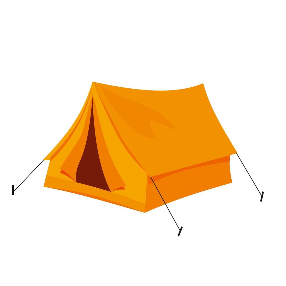 yellow tourist tent for travel and camping isolated on white background. Vector illustration in a flat style.