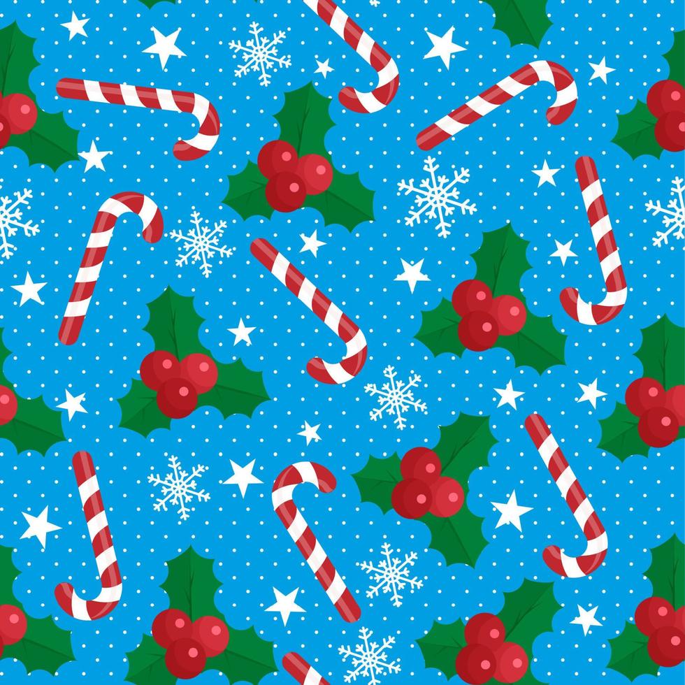 Christmas seamless candy and berries for print and web design vector