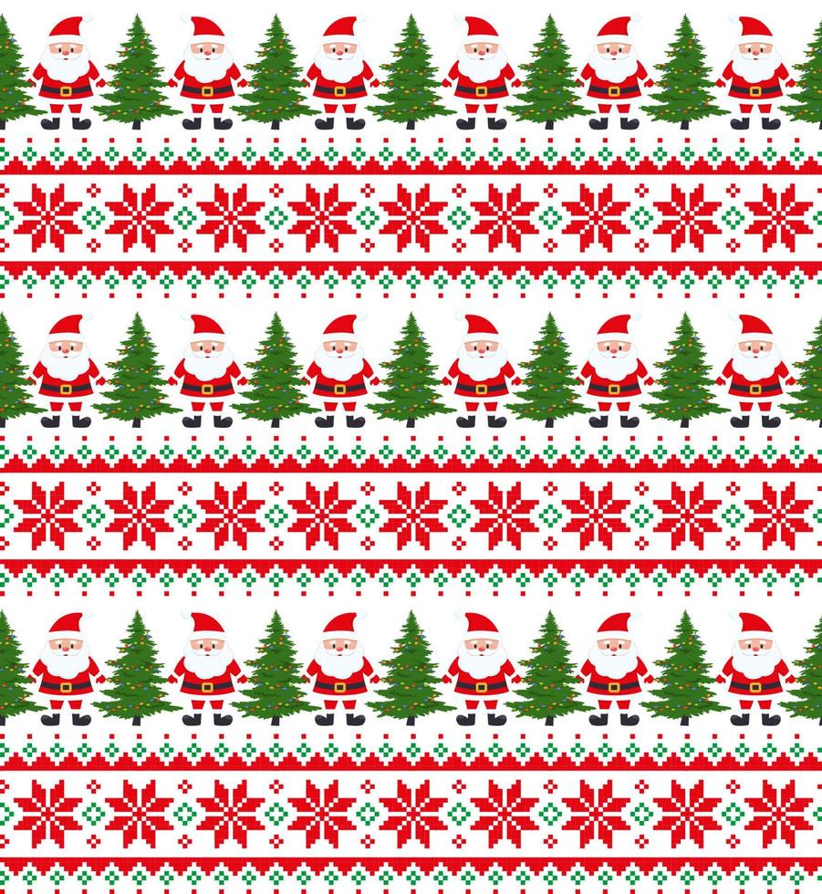 Knitted Christmas and New Year pattern. Wool Knitting Sweater Design. Wallpaper wrapping paper textile print. vector