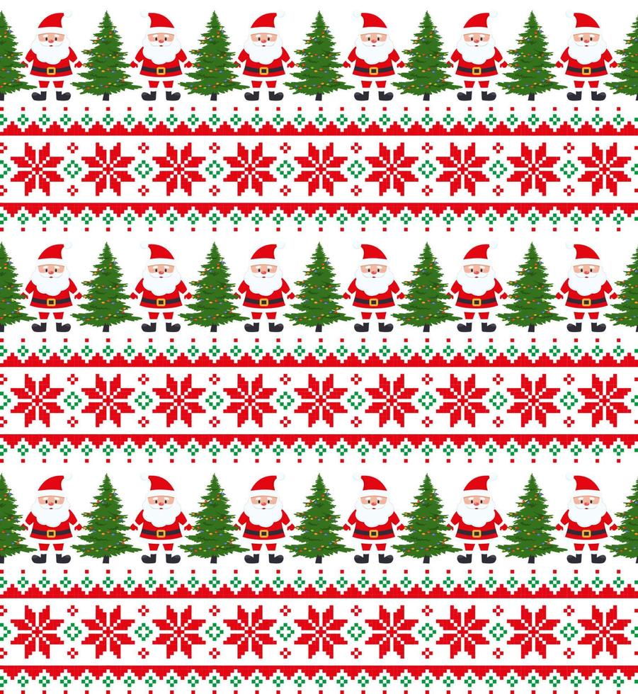 Knitted Christmas and New Year pattern. Wool Knitting Sweater Design. Wallpaper wrapping paper textile print. vector