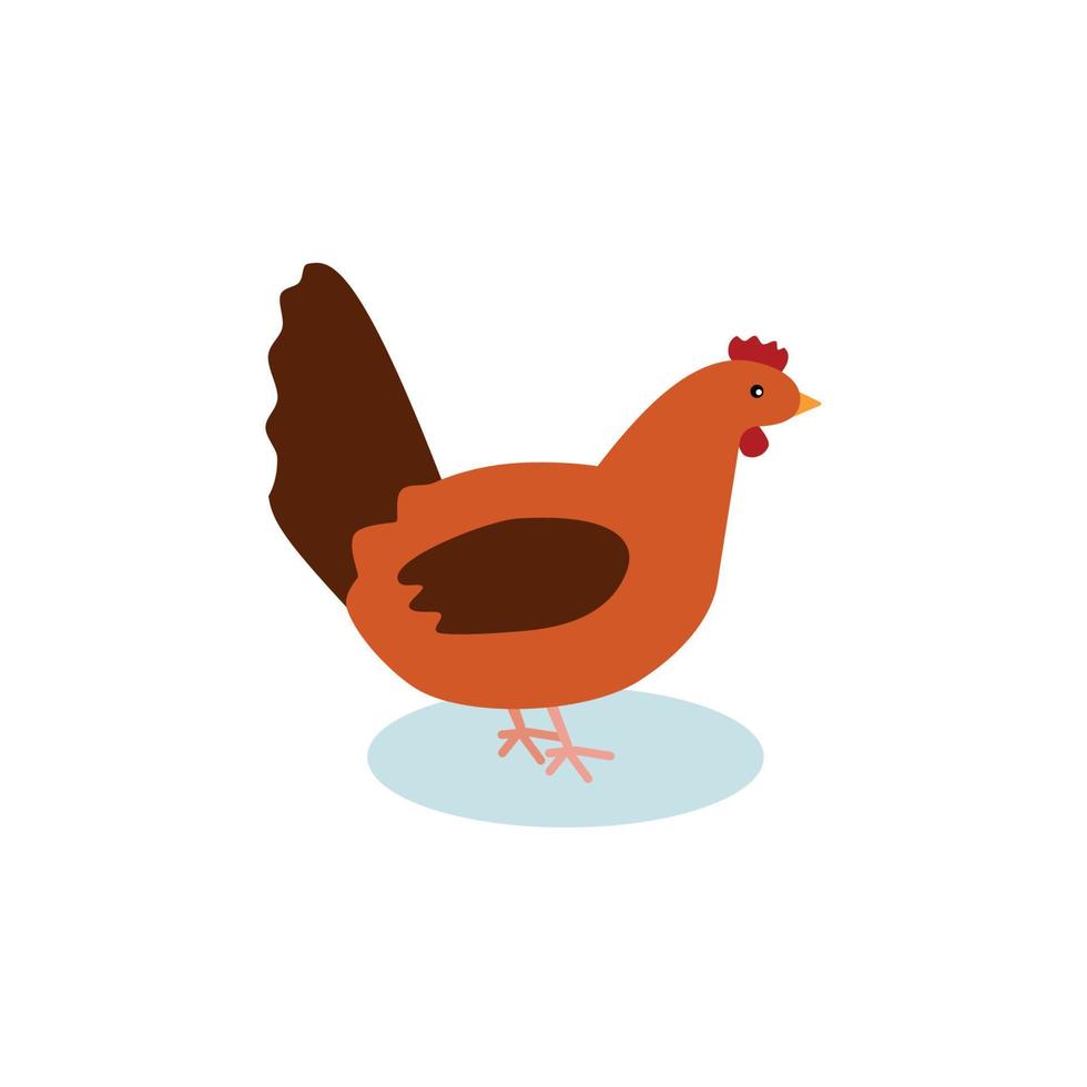 icono de pollo estilo plano sobre fondo blanco vector