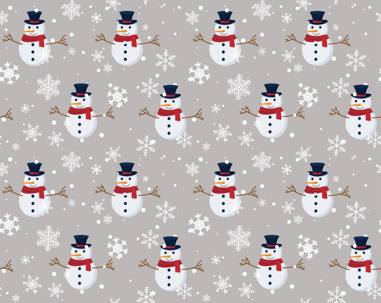 Vector seamless pattern with snowman, snow. Winter simple, stylish Scandinavian repeat texture for wrapping, web page background, Christmas, New Year greeting card, fabrics, home decor, scrapbooking