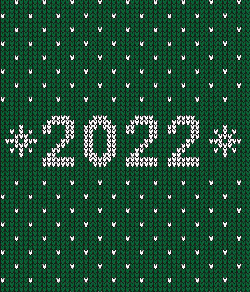 New Year Seamless Knitted Pattern with number 2022. Knitting Sweater Design. Wool Knitted Texture. Vector illustration