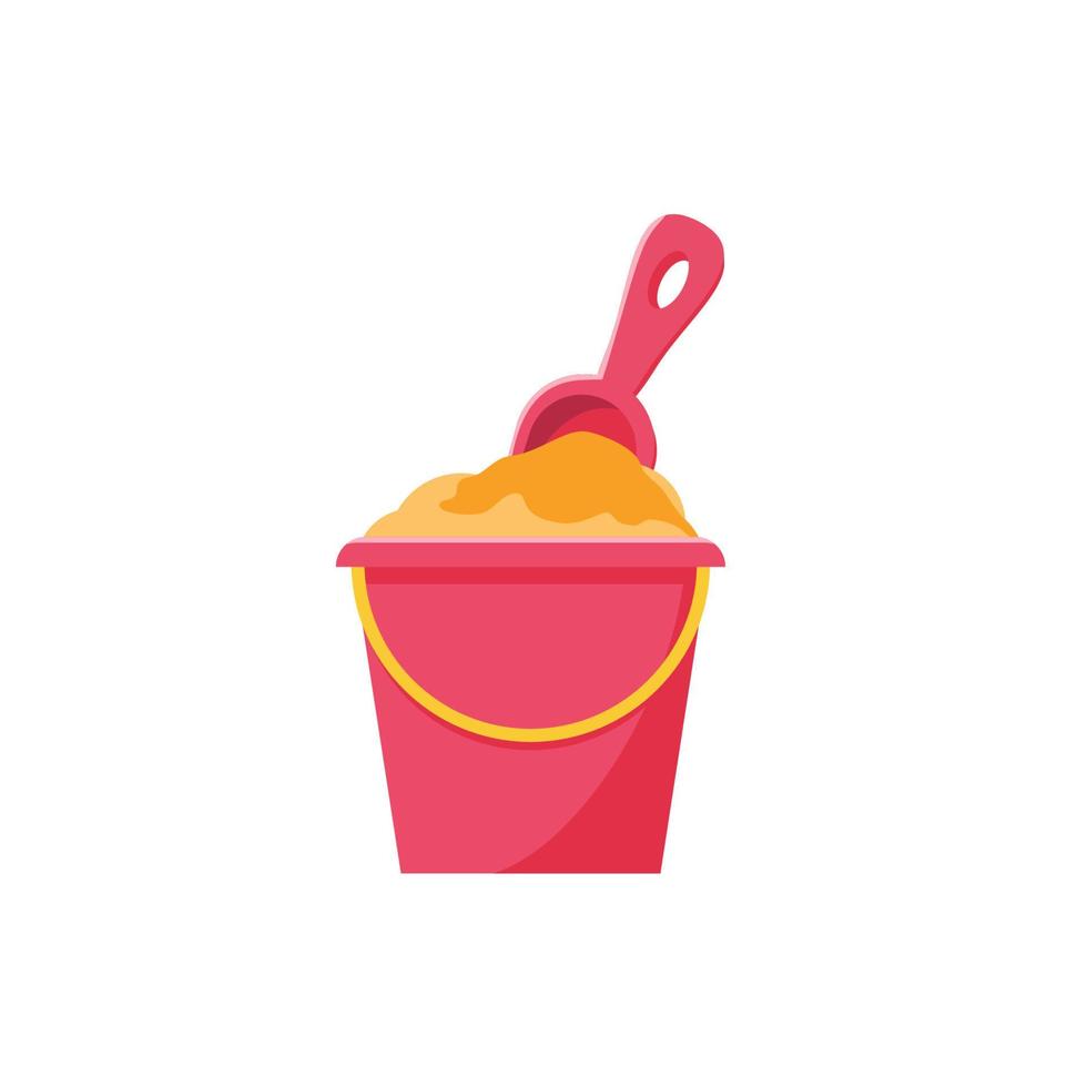 baby bucket with shovel and sand vector illustration cartoon style.