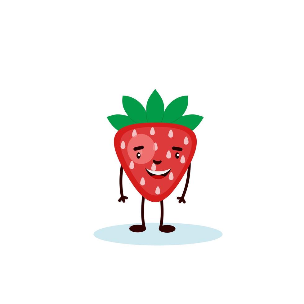 strawberry cute character, illustration for kids in cartoon style isolated on white background eps 10 vector