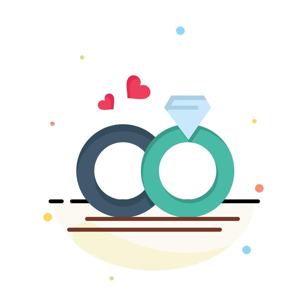 Ring Marriage Wedding Love Abstract Flat Color Icon Template vector