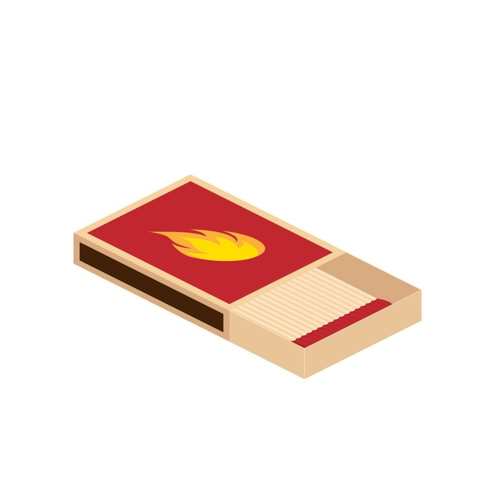 box of matches isolated on white background. Vector illustration in a flat style.