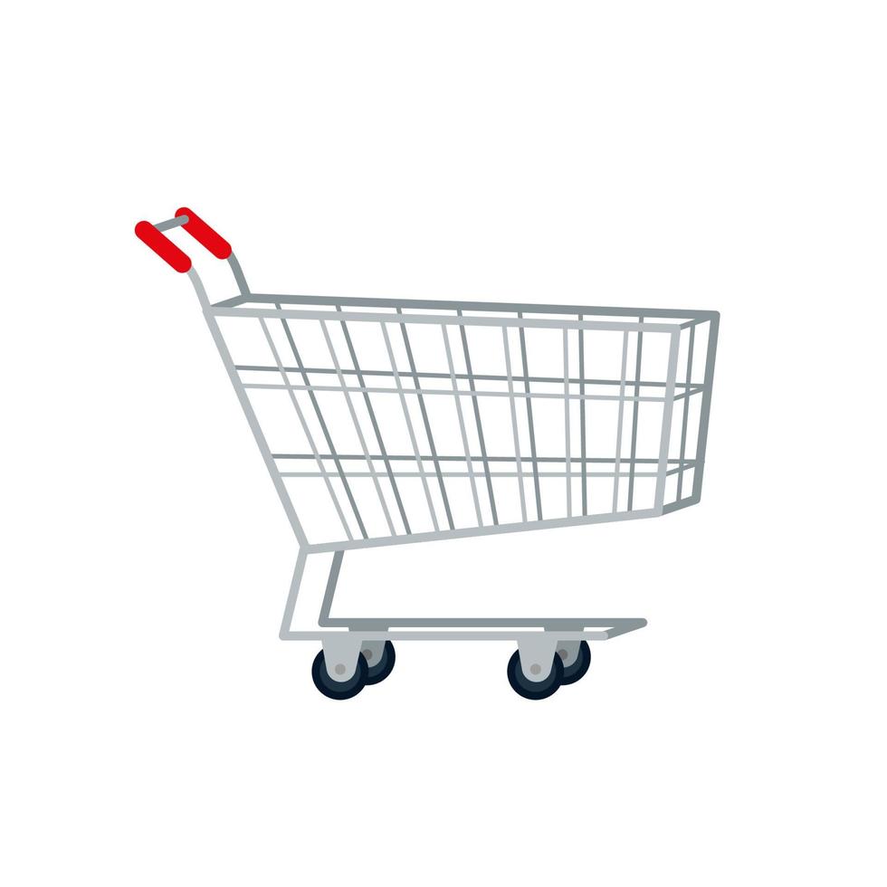 Supermarket grocery cart Vector flat illustration. Eps 10