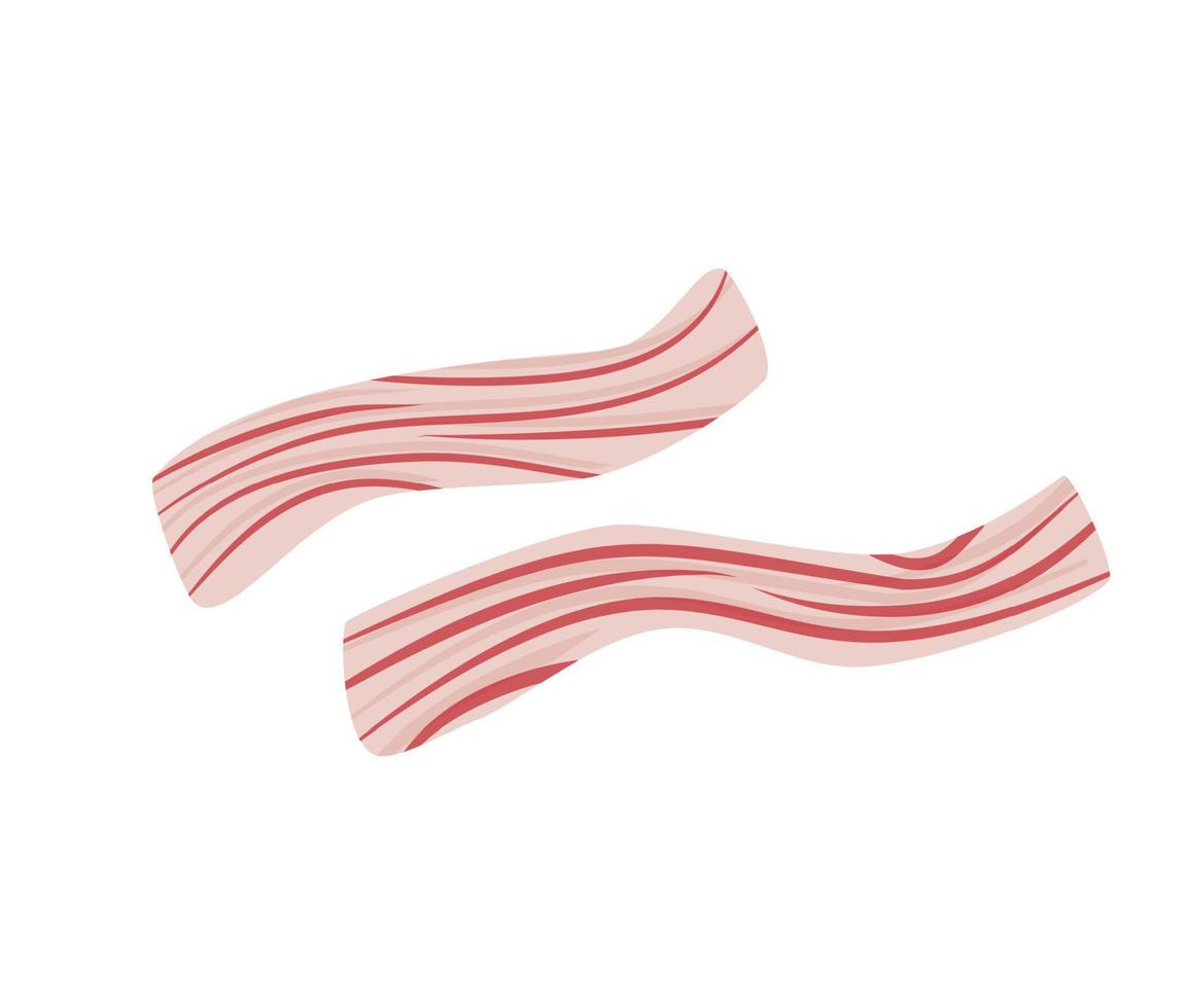 Pieces of bacon from Beef, pork, Cartoon style realistic vector illustration icons isolated on white background