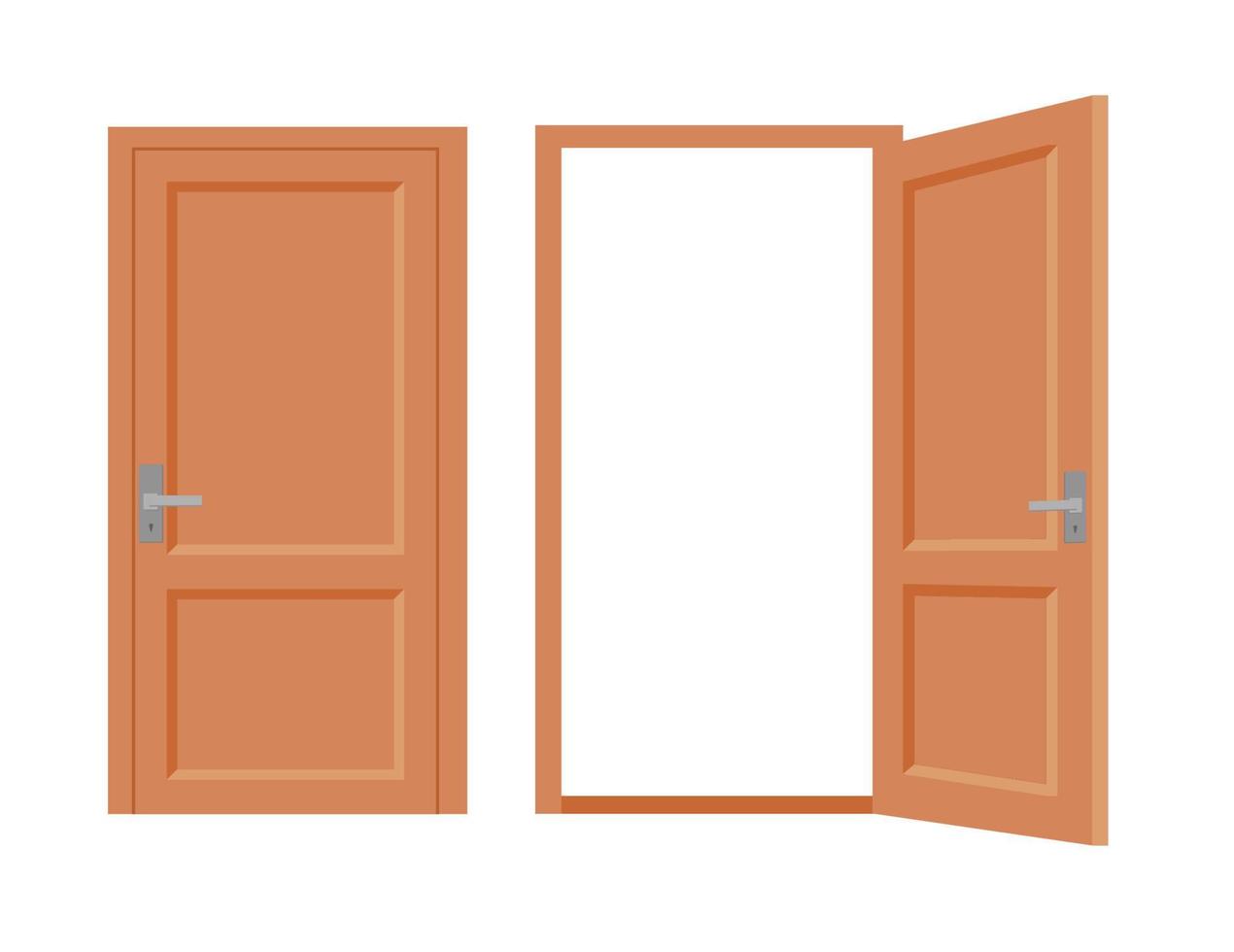 Opened and closed doors vector illustration.