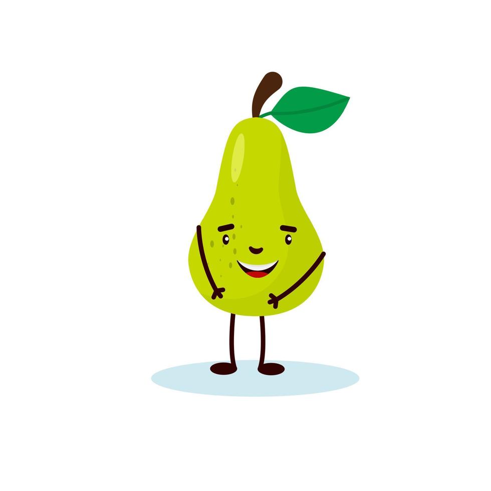 personaje lindo de pera, ilustración para niños en estilo de dibujos