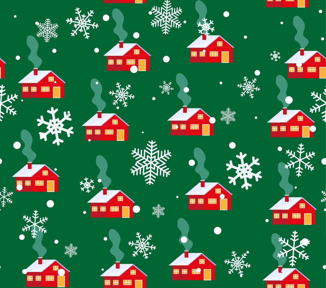 Cute nordic pattern with houses, vector illustration