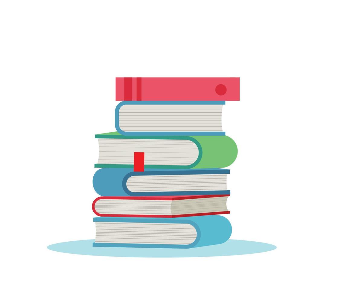 Stack of books flat design vector illustration on white background
