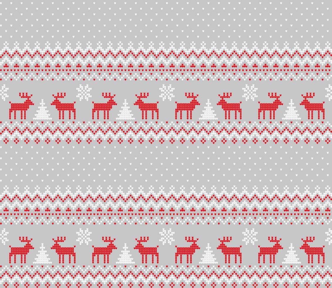 Knitted Christmas and New Year pattern at Buffalo Plaid. Wool Knitting Sweater Design. Wallpaper wrapping paper textile print. vector