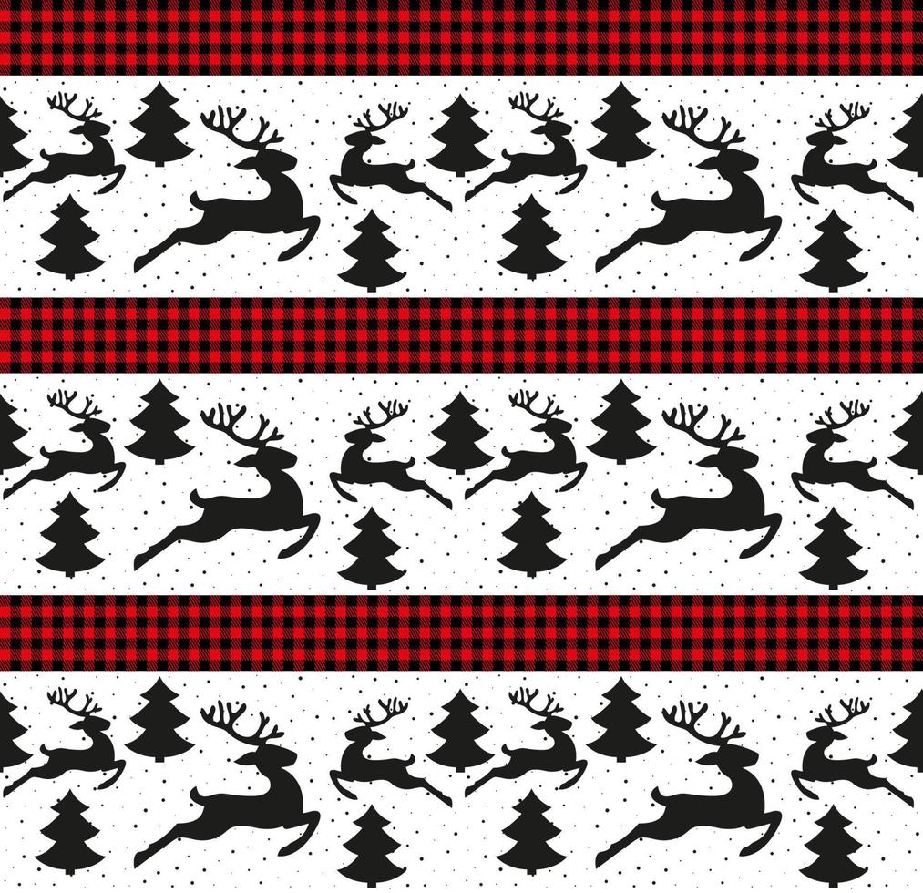 Christmas and New Year pattern at Buffalo Plaid. Festive background for design and print vector