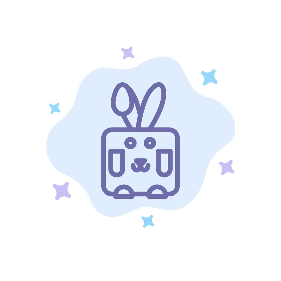 Bunny Easter Rabbit Holiday Blue Icon on Abstract Cloud Background vector