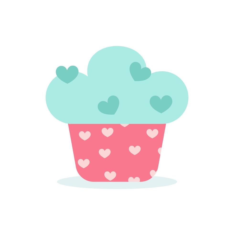 Sweet yummy cupcake, creamy cake, vector ilustration