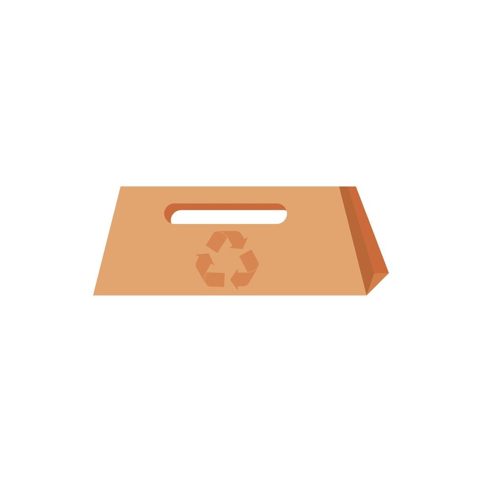 Eco empty bag kraft brown blank cardboard rectangle isolated on white background. vector