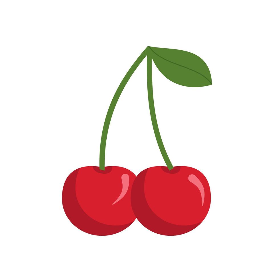 icono de vector de cereza aislado sobre fondo blanco, plano, estilo de dibujos animados. para diseño web e impresión.